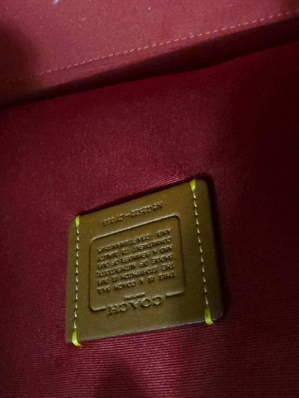 Coach Cherry Red Pebbled Leather Tote with Gold Accents - Picture 8 of 11